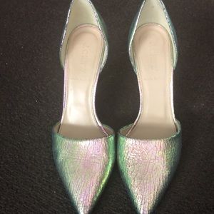 J. Crew Jenna Lyons designed Iridescent Holographic Heels D’orsay, Almost New!